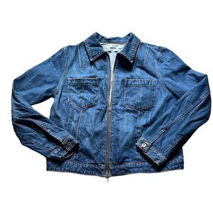 TOMMY HILFIGER Women's Sz XL Denim Jean Jacket Blue Full Zip Vintage 100% Cotton